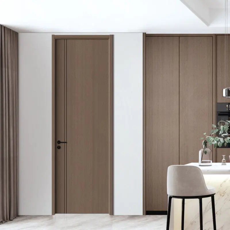 How does the weight of a melamine laminated wooden door affect installation and long-term usability?